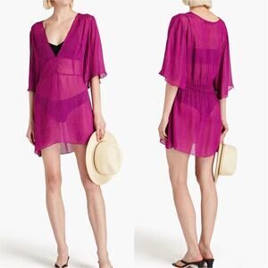 NWT VIX Paula Hermanny Polka Dot Crepe Kaftan Swim Suit Cover Up